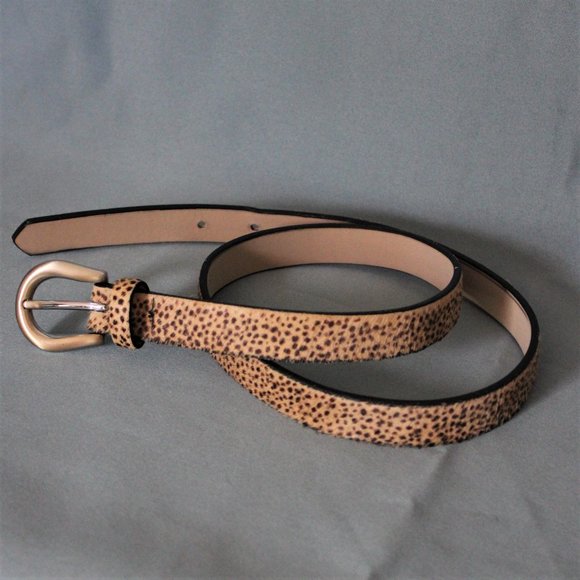 AL&C Cheetah Print Pony Hair Leather Belt - Picture 1 of 6